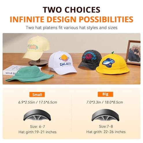 HTVRONT Hat Press Machine - Hat Press Heat Machine for Caps with 2 Platens & Caps Stretcher, White Hat Heat Press Machine for Caps with Memory Mode and Non-Slip Base for Heat Transfer Vinyl