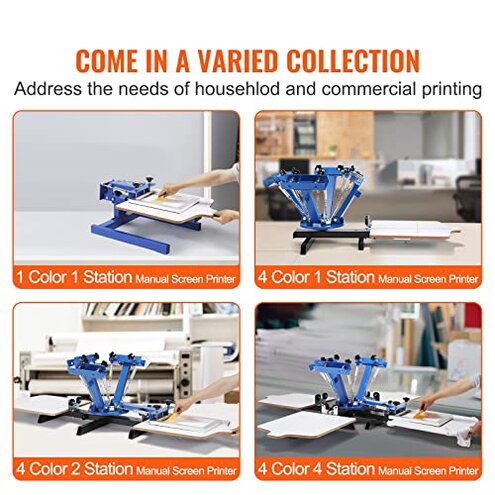 VEVOR Screen Printing Machine, 1 Color 1 Station Silk Screen Printing Press, 21.2x17.7in / 54x45cm Screen Printing Press, Double-Layer Positioning Pallet, Adjustable Tension for T-Shirt DIY Printing