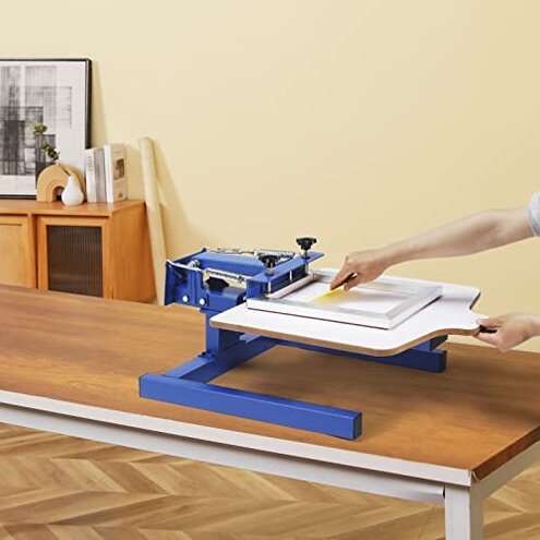 VEVOR Screen Printing Machine, 1 Color 1 Station Silk Screen Printing Press, 21.2x17.7in / 54x45cm Screen Printing Press, Double-Layer Positioning Pallet, Adjustable Tension for T-Shirt DIY Printing