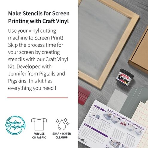 Speedball Beginner Screen Printing Craft Vinyl Kit, Use with Cutting Machine to Easily Print Custom T-Shirts and Home Decor