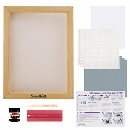 Speedball Beginner Screen Printing Craft Vinyl Kit, Use with Cutting Machine to Easily Print Custom T-Shirts and Home Decor