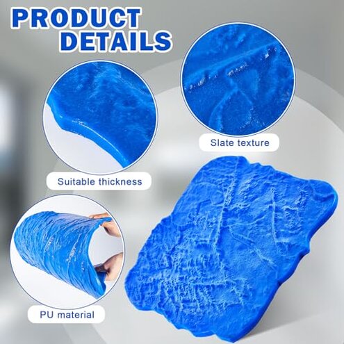 Gisafai 2 Pcs Concrete Stamps Mat Set Concrete Texturing Skin Polyurethane Stamp Stone Tile Texture Mat Seamless Slate floor Imprint Molds for Walls Outdoor Decorative (18" X 18")