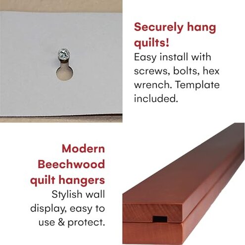 Precision Quilting Tools Quilt Hanger Rack - 60 Inches Wooden Design for Wall Hanging Quilts, Rugs, Blankets and Tapestries - Knob-Less Modern Style - Dark Stained Wood Tapestry Wall Hangers