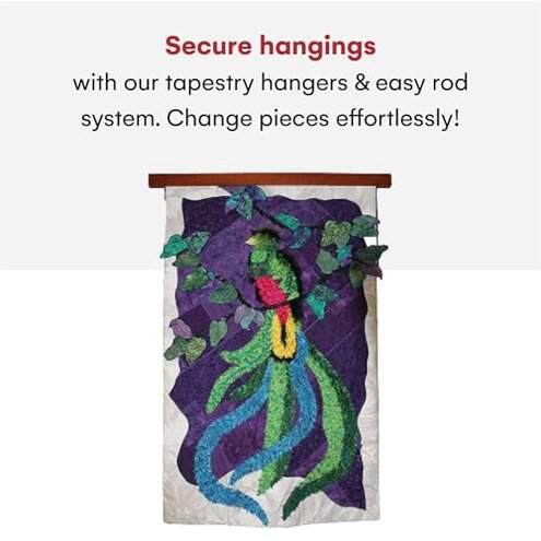 Precision Quilting Tools Quilt Hanger Rack - 60 Inches Wooden Design for Wall Hanging Quilts, Rugs, Blankets and Tapestries - Knob-Less Modern Style - Dark Stained Wood Tapestry Wall Hangers