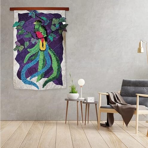 Precision Quilting Tools Quilt Hanger Rack - 60 Inches Wooden Design for Wall Hanging Quilts, Rugs, Blankets and Tapestries - Knob-Less Modern Style - Dark Stained Wood Tapestry Wall Hangers