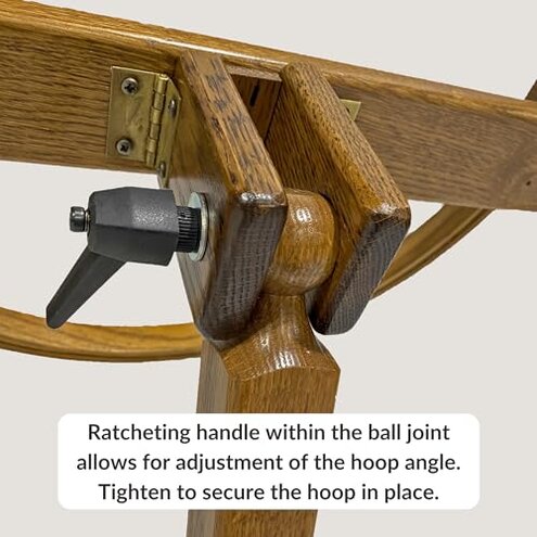 DutchCrafters Solid Oak Wood 22 Inch Round Extra Large Tilting Quilt Hoop with Stand, Quilting Frame for Hand Quilting - Amish Made in America (Medium Walnut)