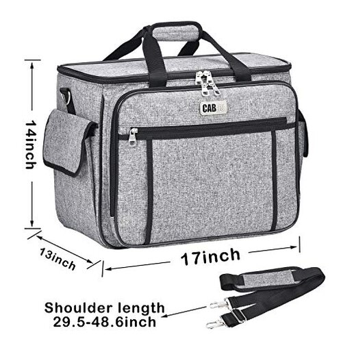 CAB55 Sewing Machine Case, Sewing Machine Carrying Bag with Removable Padding Pad, Tote Bag for Sewing Machine and Extra Sewing Accessories, Gray(17"x13"x14")
