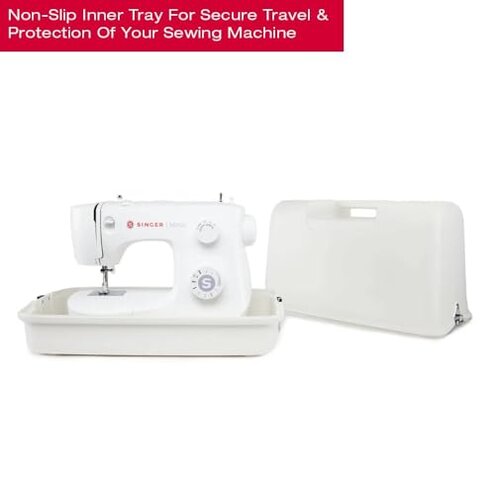 SINGER Universal Hard Carrying Case for Sewing Machine, Compatible with Most Standard Free-Arm Portable Sewing Machines, Non-Slip Inner Tray, Durable, Convenience & Sturdy protection for Easy Storage