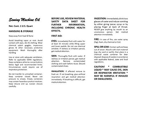 Sewing Machine Oil ~ Lily White (Gallon)