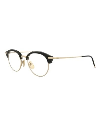 Thom Browne Round/Oval Optical Frames Black Shiny Gold Luxury Eyewear Made In Japan Metal Frame Designer Fashion for Everyday Luxury
