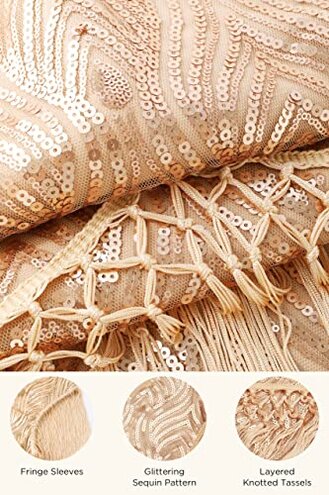 BABEYOND 1920s Flapper Dress Long Fringed Gatsby Dress Roaring 20s Sequins Beaded Dress Vintage Art Deco Dress