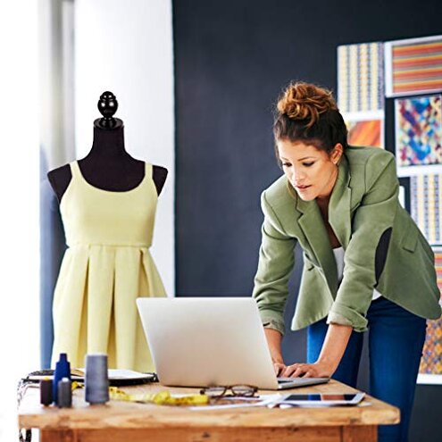 FDW Manikin 60&rdquo;-67&rdquo;Height Adjustable Female Dress Model Display Torso Body Tripod Stand Clothing Forms (Black)