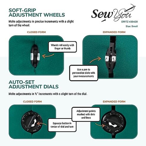 Dritz Sew You Adjustable Dress Form S/M, Sizes US 4&ndash;12, Female Sewing Mannequin with Pinnable Body Torso, 12 Dials for Accurate Fitting & 360 Hem Guide