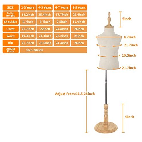 Child Mannequin, Adjustable Kids Toddler for Apparel Scarf Window Shop Display, 2-3 Years Old