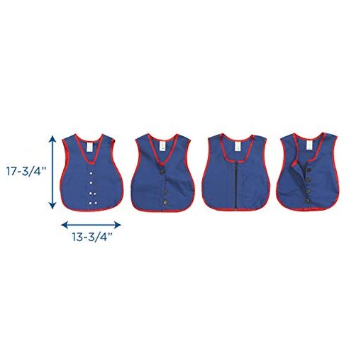 Children's Factory Snap, Button, Zipper Manual Dexterity Learning Vests for Toddlers Ages 3+ Years, Set of 4, Blue, Kids US