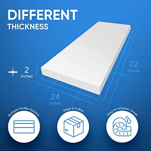 AK TRADING CO. Upholstery Foam Cushion (Seat Replacement, Upholstery Sheet, Foam Padding), High Density (2x24x72),White