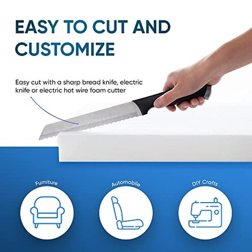 AK TRADING CO. Upholstery Foam Cushion (Seat Replacement, Upholstery Sheet, Foam Padding), High Density (2x24x72),White