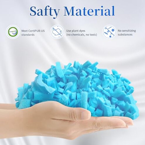 Jecqbor Bean Bag Filler, 10lbs Shredded Memory Foam Filling, Soft Pillow Stuffing Bean Bag Refill Foam for Couch, Cushion, Stuffed Animals, Dog Bed, Arts Crafts