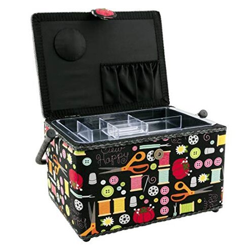 Dritz Large Sewing Basket, Black Sewing Notions