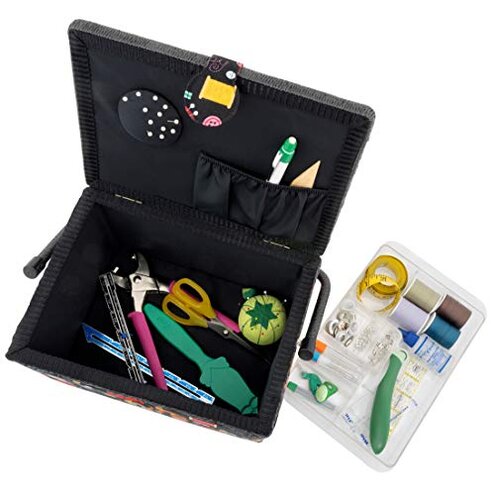 Dritz Large Sewing Basket, Black Sewing Notions