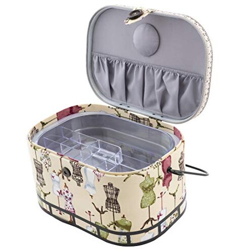 Dritz St. Jane Sewing Basket, Large Oval (Metal Handle)