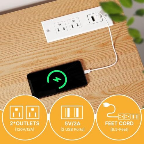 DWVO Folding Sewing Table w/Charging Station, Sewing Table with Storage, Multi-Craft Desk with Lockable Casters, Magnetic Doors, Hidden Storage