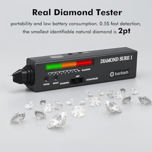 Valkynos Professional Diamond Tester Pen with 365nm UV Light & Thermal Sensor &ndash; Fast 0.5s Detection, Portable Gem Checker for Novice & Experts &ndash; Battery Included