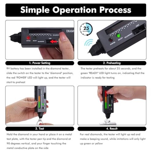 Valkynos Professional Diamond Tester Pen with 365nm UV Light & Thermal Sensor &ndash; Fast 0.5s Detection, Portable Gem Checker for Novice & Experts &ndash; Battery Included