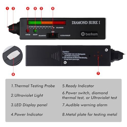 Valkynos Professional Diamond Tester Pen with 365nm UV Light & Thermal Sensor &ndash; Fast 0.5s Detection, Portable Gem Checker for Novice & Experts &ndash; Battery Included