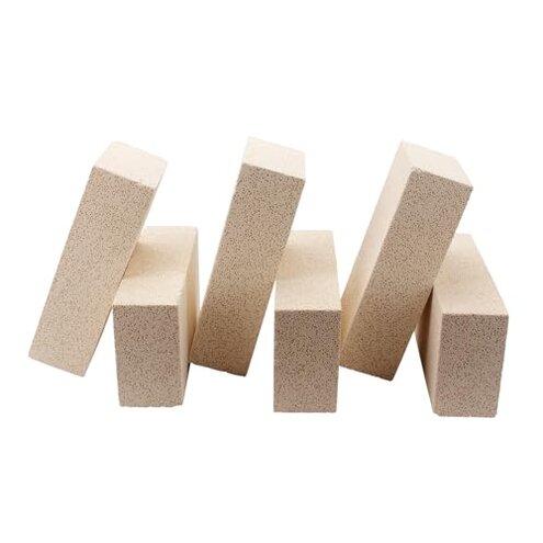 6 Pieces Insulating Fire Brick for Ovens, Kilns, Blacksmith, Fireplaces, Forges 9" x 4.5" x 2.5" 2300F Rated Insulating Fire Bricks