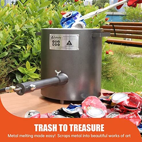 TOAUTO 6KG Upgraded Propane Melting Furnace TMF6000B-V3 Gas Kiln Kit 1300&deg;C /2372&deg;F for Scrap Metal Recycle Gold Silver Copper Aluminum Melting Refining Smelting