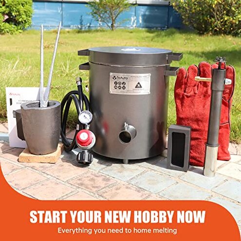 TOAUTO 6KG Upgraded Propane Melting Furnace TMF6000B-V3 Gas Kiln Kit 1300&deg;C /2372&deg;F for Scrap Metal Recycle Gold Silver Copper Aluminum Melting Refining Smelting