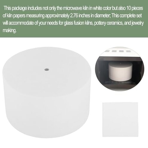 Large Microwave Kiln for Glass Fusing Clay Pottery with 10 Sheets Kiln Papers Glass Fusing DIY Crafts Supplies Jewelry Making Fuse Works Beginners