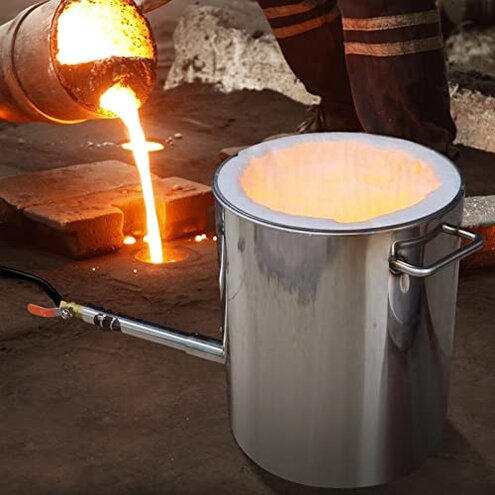 VEVOR 6KG Propane Melting Furnace Kit, Large Capacity Foundry Home Kilns, Blacksmithing Forge with Crucible & Tongs Kiln, Stainless Steel, for Metal Scrap Recycle, Gold Copper Silver Casting