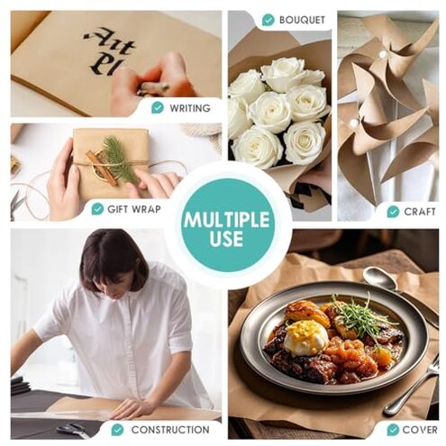 PerkHomy 36" x 2,400" (200') Brown Kraft Paper Roll for Craft Bulletin Board Paper Art Table Covering Crafting Gift Wrapping Bouquet Packing Parcel 70GSM 50LB (Brown, 36" x 200')