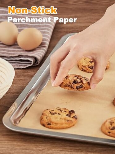 SMARTAKE 500 Pcs Parchment Paper Baking Sheets, 12x16 Inches Non-Stick Precut Baking Parchment, for Baking Grilling Air Fryer Steaming Bread Cup Cake Cookie and More (Unbleached)