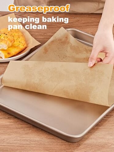 SMARTAKE 500 Pcs Parchment Paper Baking Sheets, 12x16 Inches Non-Stick Precut Baking Parchment, for Baking Grilling Air Fryer Steaming Bread Cup Cake Cookie and More (Unbleached)
