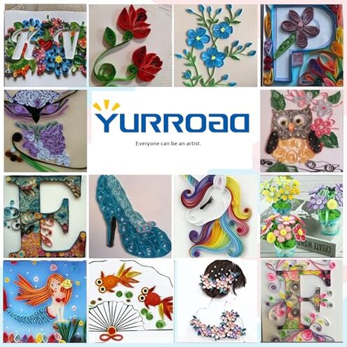 YURROAD Paper Quilling Kit 3mm/5mm/10mm 1740pcs Quilling Paper Strips Quilling Tool Set with Storage Box with Quilling Electric Slotted Pen Needle Curler Crimper Comb Board Template Border Buddy Tower
