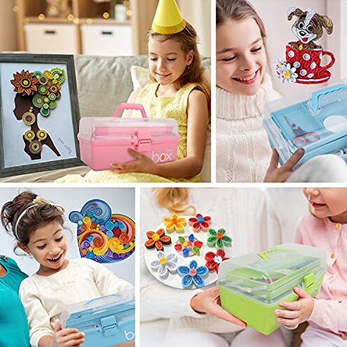 JoyPlus Quilling Kits for Beginners with Manual, 24 Tools & Supplies with Durable Storage Box, Updated Paper Crimper Tool, Premium Husking Board & Electronic Pen Green