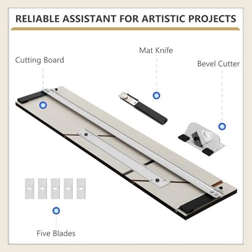 Fancat 32in Mat Cutter for Framing, Board Mounted Cutter with Bevel Cutting Head, Mat Knife & Parallel Mat Guide, Ideal for DIY & Home Use