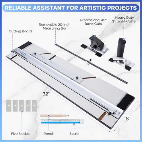 Authentic Logan Brand 350-1 Compact Elite 32" Board Mounted Mat Cutter Used to Cut Matboard for Picture Framing