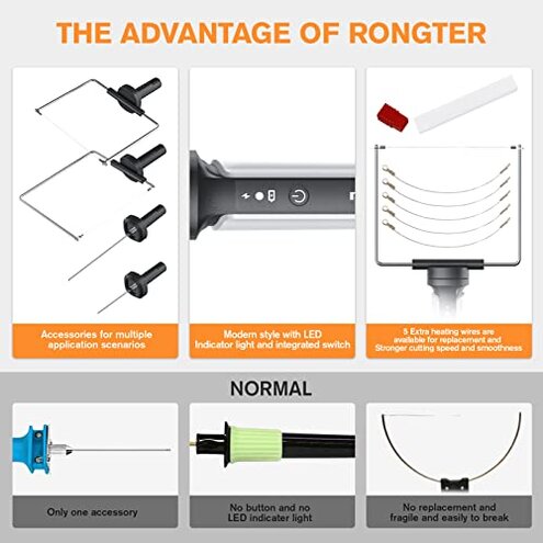 RONGTER 4 in 1 Hot Wire Electric Foam Cutter kit, Styrofoam Cutting Tool 15W/ 6V, Heated Foam Carving Knife Kit. (Bagged White)