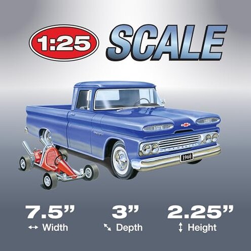 AMT 1960 Chevy Custom Fleetside Pickup w-Go Kart 1:25 Scale Model Kit