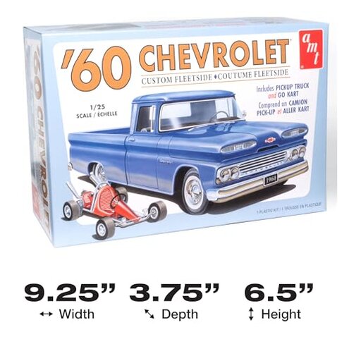 AMT 1960 Chevy Custom Fleetside Pickup w-Go Kart 1:25 Scale Model Kit