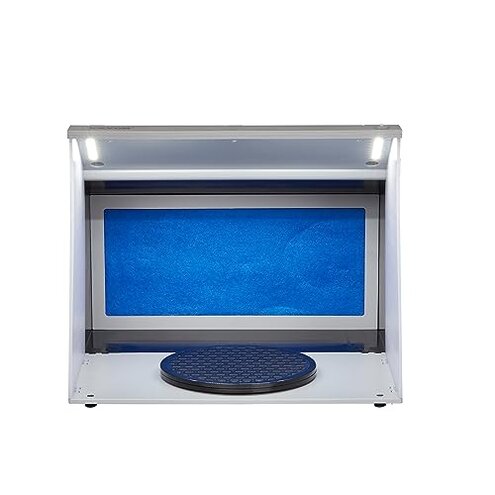 VEVOR Airbrush Spray Booth, Portable Hobby Airbrush Paint Spray Booth Kit with 4 LED Light, Powerful Dual Exhaust Fans, Turntable and 6 ft Extension Hose, for Painting Models, Arts, Crafts, Cakes