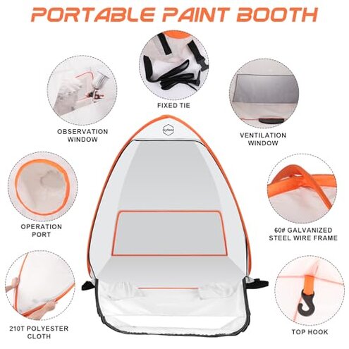 Gyfent Spray Paint Tent for Spray Painting, Portable Paint Booth Small Spray Shelter with Turntable Spray Booth Painting Station Spray Paint Tent Pop-up for Small DIY Projects Furniture