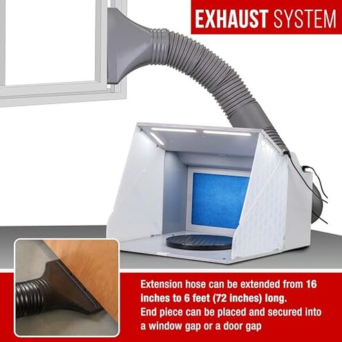 Master Airbrush Portable Airbrush Spray Booth Kit with Dual Exhaust Fans, 4 LED Lights, Turntable & Extension Hose, 16"x18"x13" Hobby Airbrush Booth for Painting, Models, Arts, Crafts, Cakes