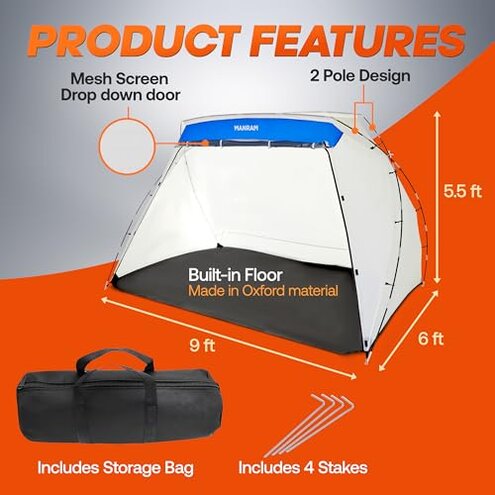 Portable Paint Tent, Large Paint Booth with Built-in Floor, Mesh Screen, Windproof Hooks, and Storage Bag &ndash; Ideal for DIY Painting Projects