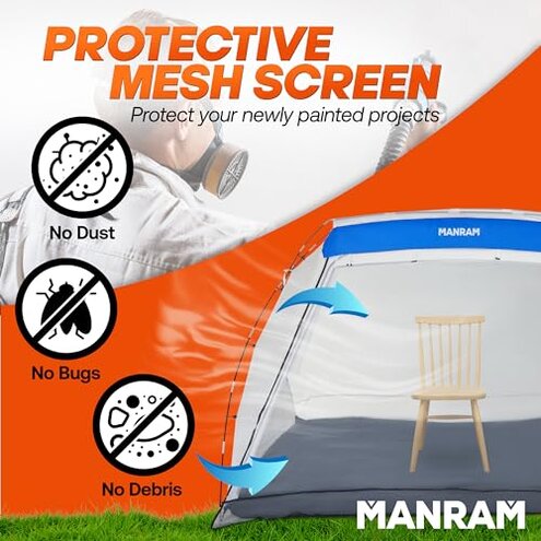 Portable Paint Tent, Large Paint Booth with Built-in Floor, Mesh Screen, Windproof Hooks, and Storage Bag &ndash; Ideal for DIY Painting Projects