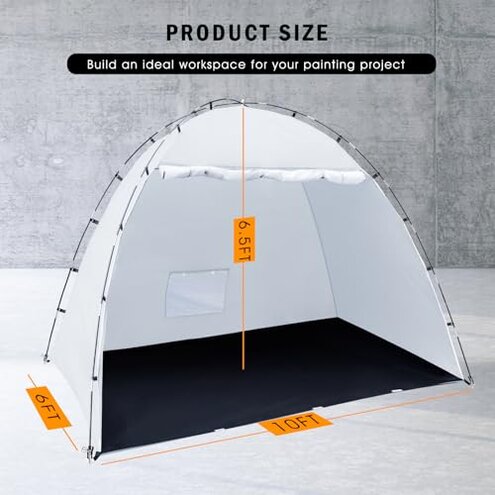 Portable Paint Booth Tent, Siebwin Extra Large 10(L) x6(W) x6.5(H) ft Spray Paint Tent with Built-in Floor & Mesh Screen & Windproof Hooks for Furniture DIY Hobby Tool Spray Paint Shelter